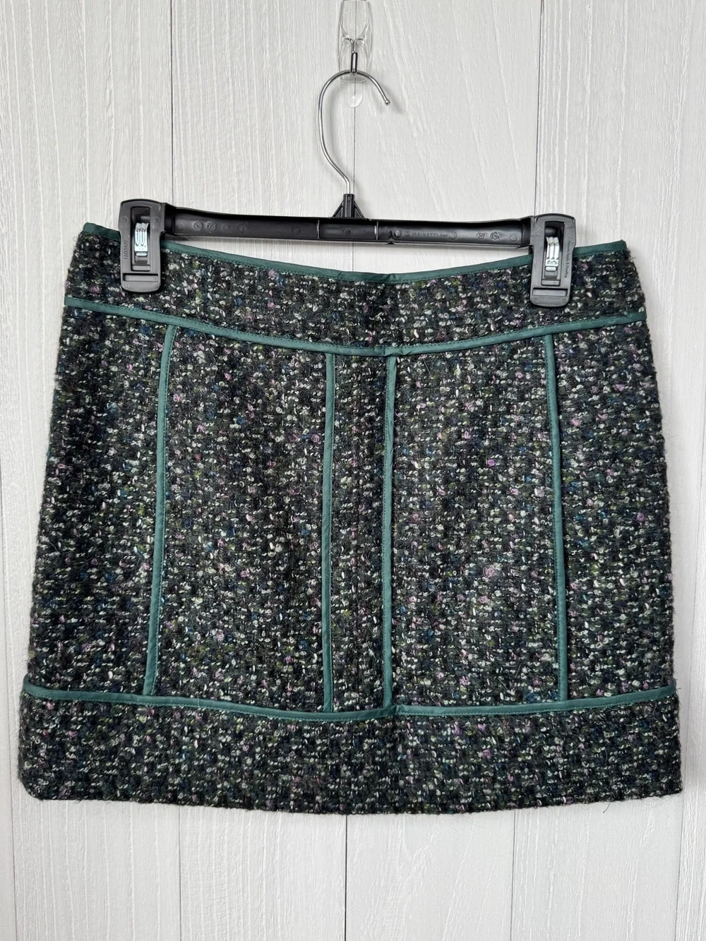 J.Crew Moss Tweed Wool Blend Mini Skirt in Evergreen 4